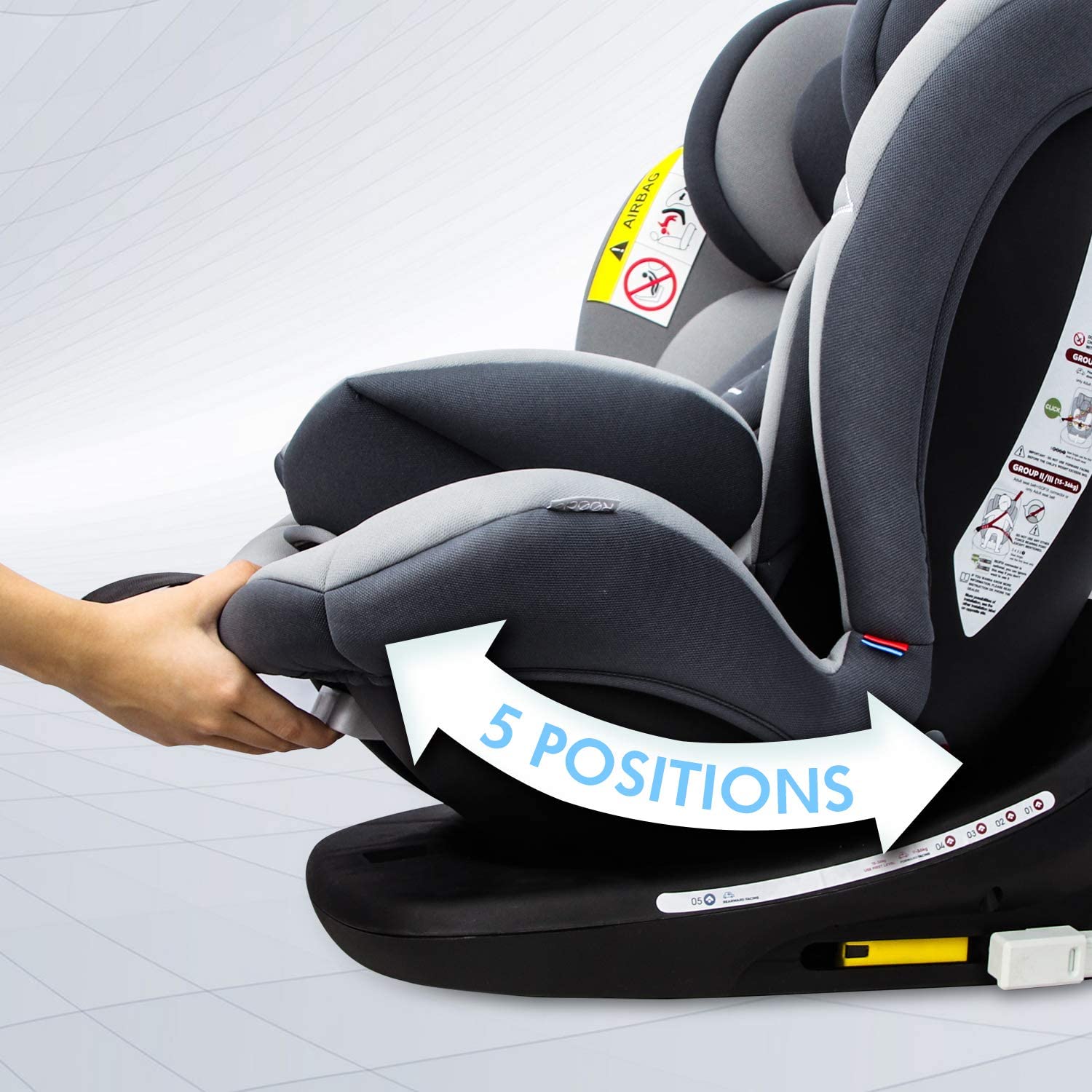 360° Baby Car Seat - with ISOFIX, Group 0+1/2/3 (0-36 kg), Approx. 0-12 Years