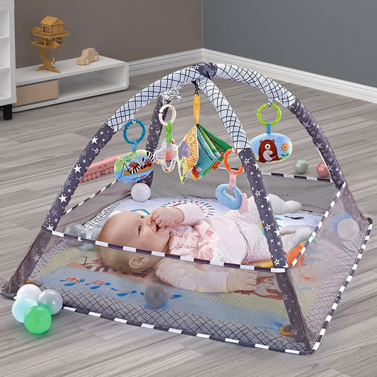 TinyTots Premium Baby Play Mat - Baby Play Gym, 5 Hanging Toys