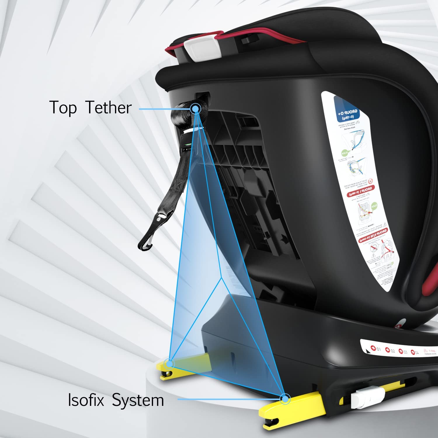 360° Baby Car Seat - with ISOFIX, Group 0+1/2/3 (0-36 kg), Approx. 0-12 Years