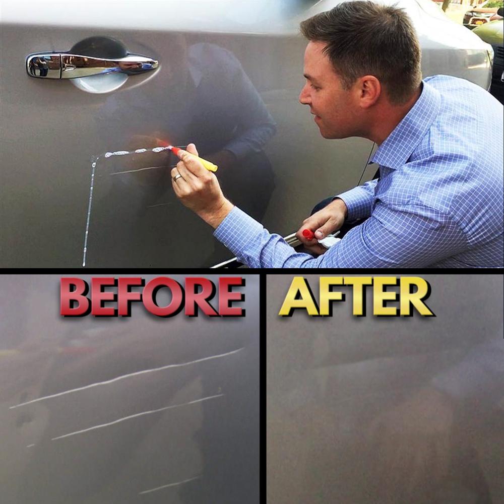 before and after using car scratch remover